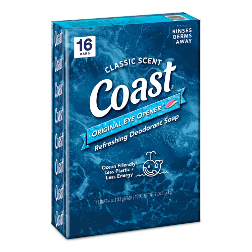 Coast Refreshing Deodorant Soap Bar - 16 Bars - Thick Rich Lather Leaves Your Body Feeling Energized And Clean - Classic Pacific Force Scent