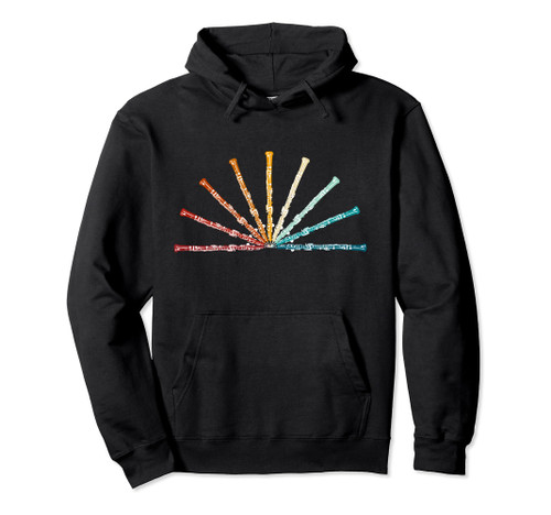 Funny Oboe Retro Rainbow - Oboe Reed Player Orchestra Member Pullover Hoodie