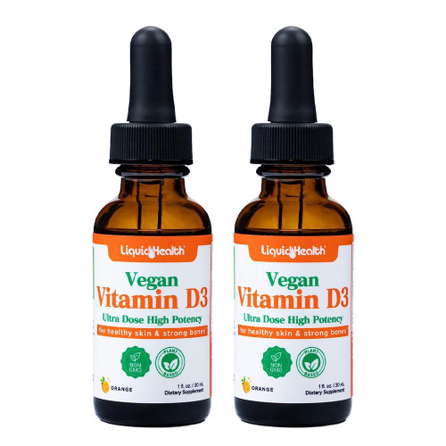 LIQUIDHEALTH Liquid Vitamin D3 5000 IU, Vitamin D Liquid Drops, Adults & Kids, Ultra Concentrated D3 Vitamin D Drops, Pure Vegan Liquid Vitamin D for Immune Support, Bone Health, Mood Support - 2 Pack LIQUIDHEALTH Liquid Vitamin D3 5000 IU, Vitamin D Liquid Drops, Adults & Kids, Ultra Concentrated D3 Vitamin D Drops, Pure Vegan Liquid Vitamin D for Immune Support, Bone Health, Mood Support - 2 Pack