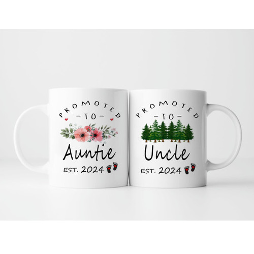 LXQM Promoted To Auntie Uncle 2024 Mugs, Pregnancy Announcement Gifts for New Auntie Uncle Mug Set of 2, New Uncle Gifts New Aunt Gifts from Sister Brother, 11 oz Coffee Cup Birthday Christmas Gifts LXQM Promoted To Auntie Uncle 2024 Mugs, Pregnancy Announcement Gifts for New Auntie Uncle Mug Set of 2, New Uncle Gifts New Aunt Gifts from Sister Brother, 11 oz Coffee Cup Birthday Christmas Gifts