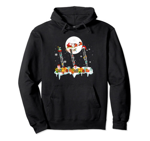 Three Santa Reindeer Elf Oboes Xmas Musical Instruments Pullover Hoodie