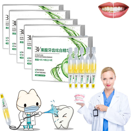 TLOPA Ampoule Toothpaste,TLOPA Ampoule Essence Toothpaste, TLOPA Ampoule Tooth Serum, 3V Fruit Acid Teeth Whitening Essence for Removal of Tartar (5pcs)