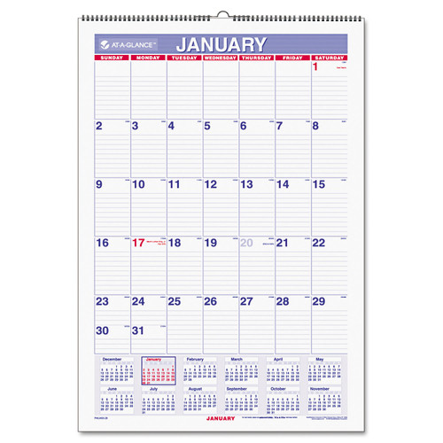 AT-A-GLANCE PMLM03-28 Recycled Monthly Erasable Wall Calendar, 15 1/2" x 22 3/4", 2015