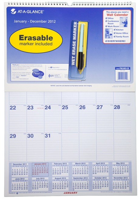 AT-A-GLANCE Recycled Laminated Monthly Wall Calendar, Large Wall, 2013 (PMLM03-28)