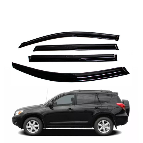 Fits Toyota RAV4 2006-2012 Acrylic Safe Smoke Window Visor Set - Sun, Rain, and Vent Protection, 4-Pieces Window Deflector Guard Kit