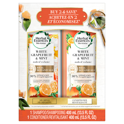 Herbal Essences Herbal Essences bio:renew White Grapefruit & Mosa Mint Shampoo and Conditioner Bundle Pack, 13.5 Fl Oz (Pack of 2)