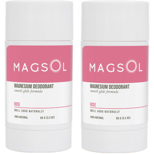 MAGSOL Aluminum Free Deodorant for Women, Premium Natural Deodorant - 4 Total Ingredients, 2 Pack (Rose)