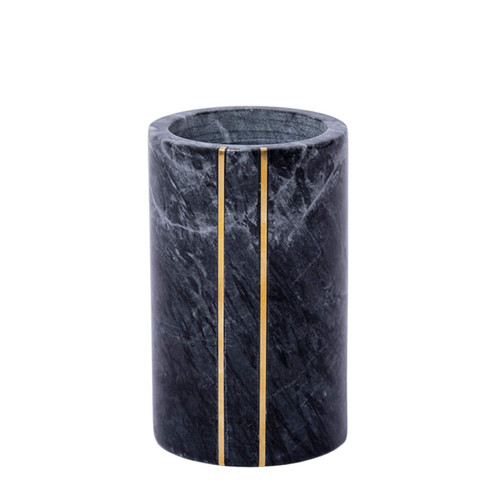 Marble Wine Chiller: Multi-Purpose Black Vase, Utensil Holder, and Beverage Cooler - Elegant Design - Ideal for Home Bar, Bar Cart Decor, and Kitchen - 750ml Bottle Cooler Ice Bucket (black)