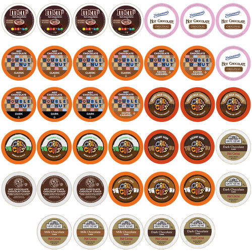 Perfect Samplers Hot Chocolate Pods, Hot Cocoa Single Serve Cups for Keurig K Cup Brewers, 40 Count