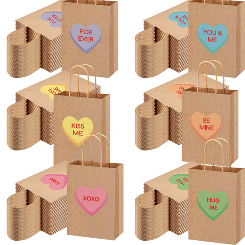 SilTriangle 120 Pieces Valentines Day Gift Bags Kraft Conversation Heart Treat Bags Bulk with Handle Conversation Heart Candy Bags Valentine Party Favors Bags for Valentines Day Party Supplies Decor SilTriangle 120 Pieces Valentines Day Gift Bags Kraft Conversation Heart Treat Bags Bulk with Handle Conversation Heart Candy Bags Valentine Party Favors Bags for Valentines Day Party Supplies Decor