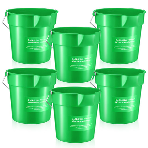 Tioncy 6 Pcs Cleaning Buckets Bulk 3 Quart Corrosive Resistant Pail Round Bucket with Handle and Spout for Household Use for Mopping Paint Storage Container Commercial Cleaning Pail (Green)