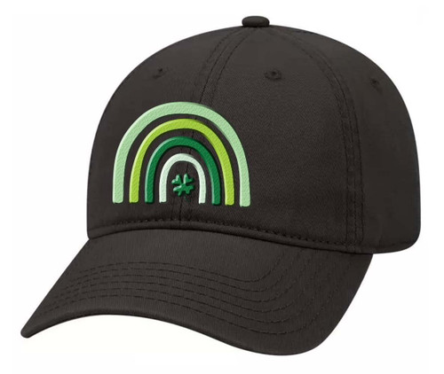 Women's St. Patrick's Day Lucky Clover Rainbow Embroidered Adjustable Hat Baseball Cap, Black