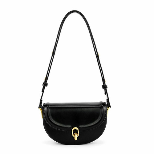 WuDiaoer Women Saddle Shoulder Bag Vegan Leather Underarm Handbag Trendy Leather Crossbody Bag Retro Satchel Casual Purse, Black