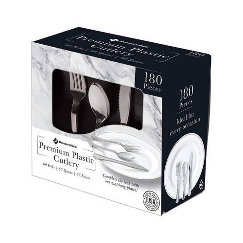 Member's Mark Premium Silver-Look Cutlery Combo (180 Count) (2 Pack)