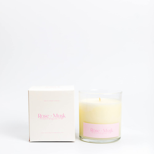 Pretty Honest Candles Rose + Musk Soy Candle | Soy Wax Candles for Home | Scented Soy Candle | 8oz Glass Jar | Made in the USA