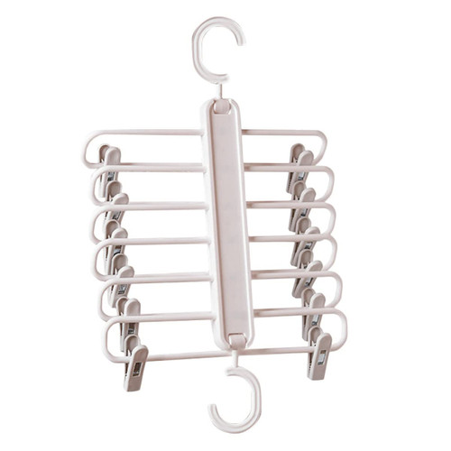 OFFSCH Folding Trouser Hanger Collapsible Hangers for Clothes Trouser Hangers Pants Hangers Folding Trouser Rack Plastic Suit Hangers Multi Hanger Wood Non-Slip Pp Child White Hook up