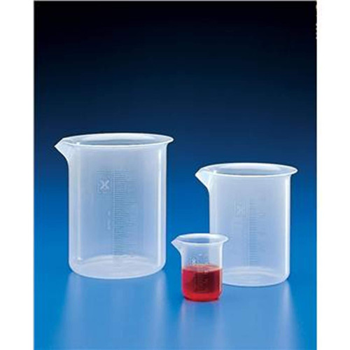 Globe Scientific 600811-1 Polypropylene Griffin Style Low Form Beaker, Molded Graduations, 3000mL Capacity