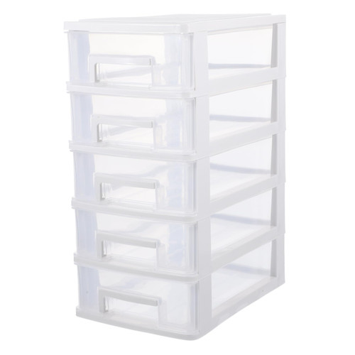 Amosfun Drawer Storage Cabinet Cosmetic Storage Container Storage Case Mini Storage Bin Desktop Drawer Units Makeup Organizer Desktop Drawers Pp White Skin Care Product Rack Office Small