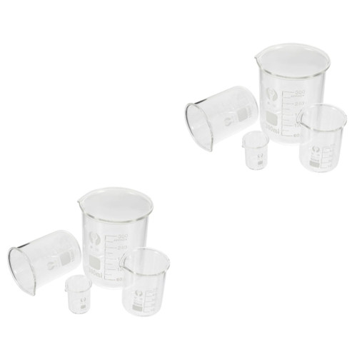Hemoton 8 Pcs Glass Beaker Glass Measuring Cups 100ml Beaker Clear Glass Epoxy Cup Measuring Beakers for Liquids Laboratory Beaker Measuring Jug Beaker Glass Lab Beakers Water Bottle Scale