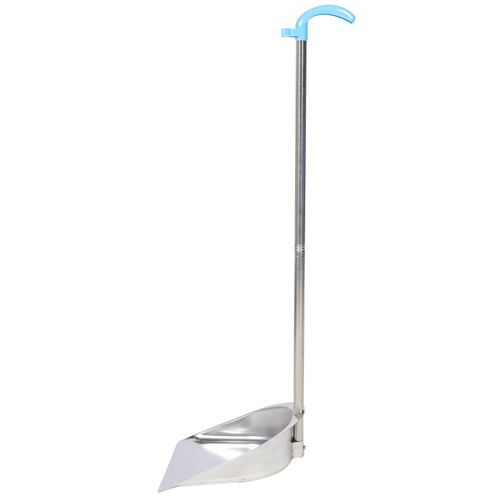 Lurrose Stainless Steel Trash Shovel Outdoor Broom Dustpan Upright Lobby Dustpan Stand up Dustpan Stainless Steel Container Long Handle Garbage Shovel Garbage can Plastic Indoor Office