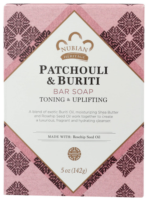 Nubian Heritage Patchouli & Buriti Bar Soap, Toning & Uplifting, 5 Oz (Pack of 3)