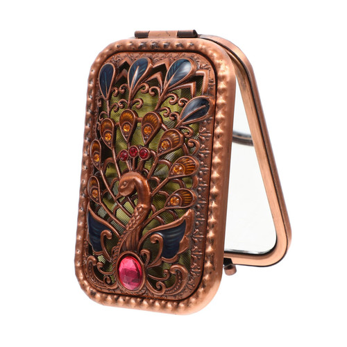 Beavorty 3pcs Peacock Makeup Mirror Double Sided Hand Mirror Handheld Mirrors Double-Sided Makeup Mirrors Handheld Makeup Mirror Compact Cosmetic Mirror Miss Travel Mirror Small Metal
