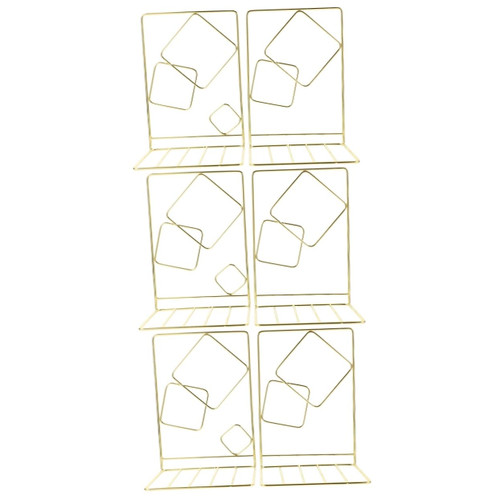 EXCEART 6 Pcs Desktop Book Stands Decorative Bookends Vintage Bookends Gold Bookend Book Organizer Bookshelf Bookends Book Stopper Supports Book Ends Stand Iron Bookends Office Metal