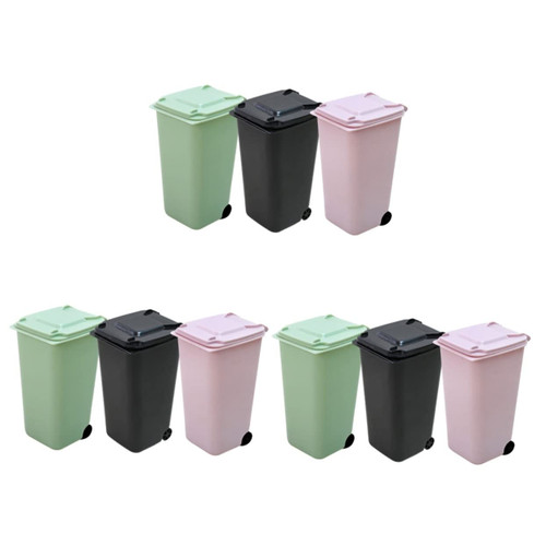 NUOBESTY 9 Pcs Garbage Can Plastic Mini Wastebasket Trash Can Pen Desk Trash Can Mini Curbside Recycle Can Recycling Bins Under Sink Trash Can Trash Bin Desktop Small Trash Can Pp Office