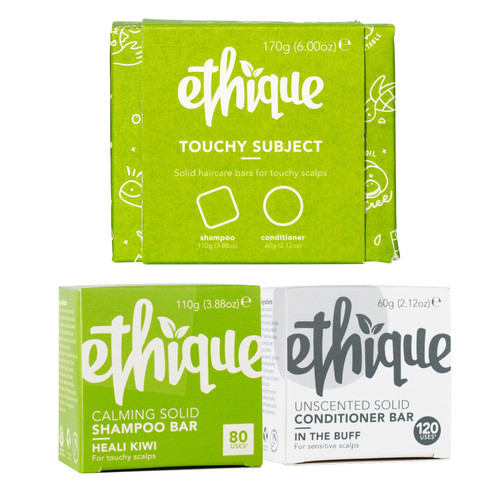 Ethique Touchy Scalps Giftpack- Dandruff Shampoo Bar & Conditioner Bar Set for Dry, Flakey & Itchy Scalps -Vegan, Eco-Friendly, Plastic-Free, Cruelty-Free, 6 oz (Set of 2) Ethique Touchy Scalps Giftpack- Dandruff Shampoo Bar & Conditioner Bar Set for Dry, Flakey & Itchy Scalps -Vegan, Eco-Friendly, Plastic-Free, Cruelty-Free, 6 oz (Set of 2)