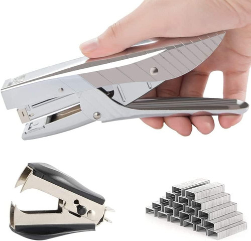 Fine Workmanship Effortless Desktop Stapler The Hand-held Staplers Have 20 Sheet Page, Easy to Load Ergonomic Office Stapler Easy to use (Color : Stapler+Staple x5+Staple Remover)