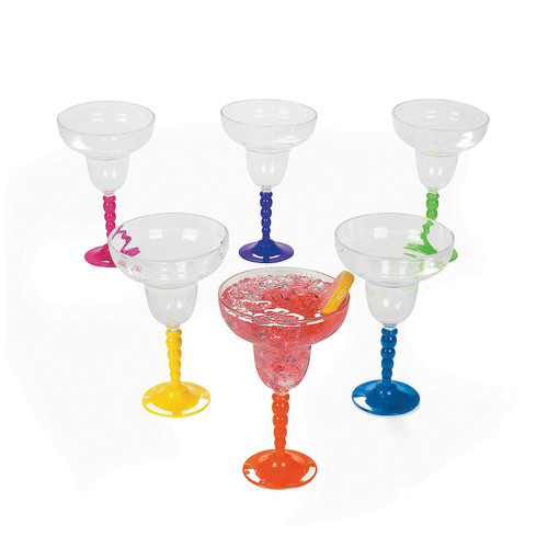 Fun Express Plastic Margarita Glasses - Set of 12 - Cinco de Mayo Party and Taco Party Supplies