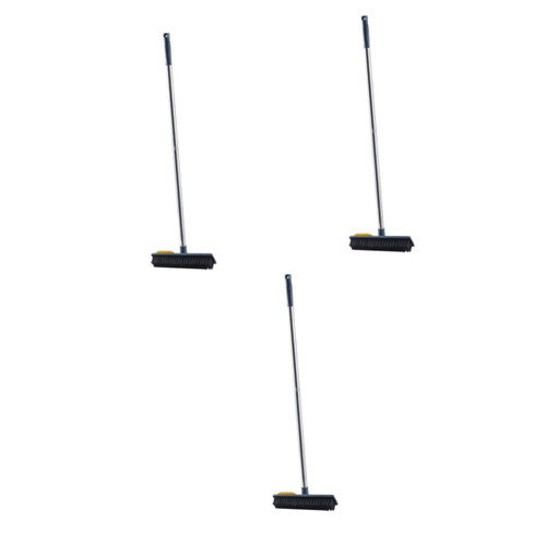 Mobestech 3pcs Squeegee Brush Broom Tile Cleaning Brush Pet Hair Remover for Couch Bathtub Brush Floor Scrubbers Grout Brush Carpet Rake Floor Scrubber Brush Long Handle Scraper Abs