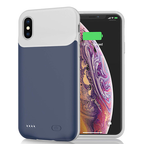 Battery Case for iPhone Xs Max, 10000mAh Portable Rechargeable Battery Pack Charging Case for Apple iPhone Xs Max (6.5 inch) Extended Battery Charger Case Protective Power Bank Backup Cover (Blue)
