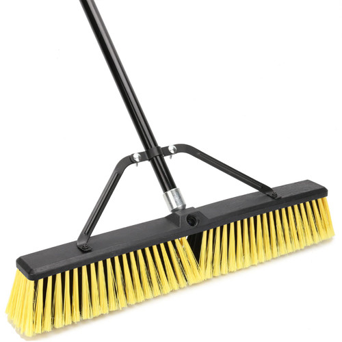 24 Inches Push Broom Outdoor Heavy Duty Broom with 63" Long Handle for Deck Driveway Garage Yard Patio Concrete Floor Cleaning Yellow 24 Inches Push Broom Outdoor Heavy Duty Broom with 63" Long Handle for Deck Driveway Garage Yard Patio Concrete Floor Cleaning Yellow
