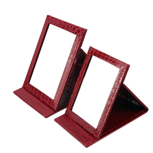 Oneuo Desktop Folding Mirror, Set of 2 Portable Travel Vanity Mirror, Folding Tabletop Mirror with Stand for Beauty Handheld Mirrors