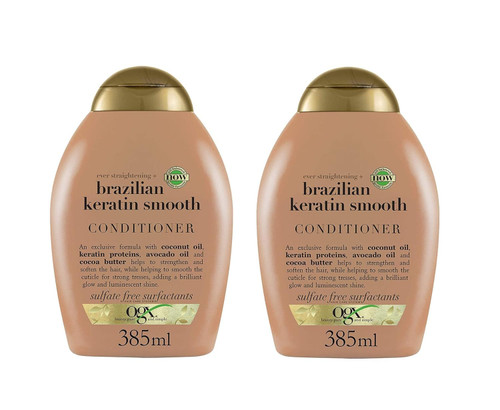 OGX Conditioner, Ever Straight Brazilian Keratin Therapy, 13 oz (Pack of 2)
