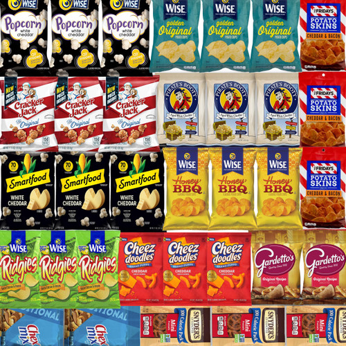 Assorted Chips | Potato Chips, Pretzels, Popcorn, And Healthy Snacks | Chips Variety Pack 35 Count in Individual Bags | Bulk Assortment of Healthy Chips, Popcorn & Crisps by Bussin Boxes (35 Count)