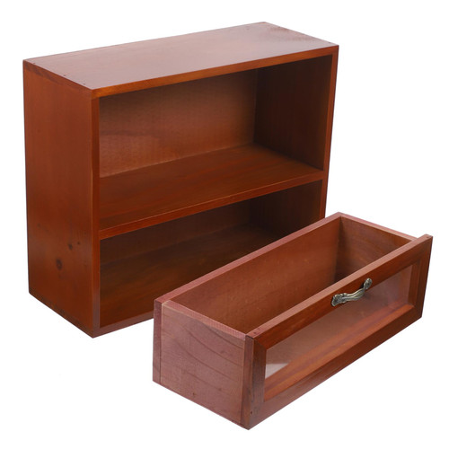 HEALEEP layered storage wooden box wood desk organizer sundries storage holder rustic dresser wood desktop organizer makeup vanity desk dresser sundries organizer dressing table drawer