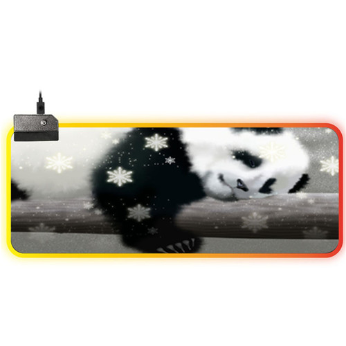 Large Gaming Mouse Pad Black and White Cute Panda RGB Lighted Gaming Mouse Pad 11.81"x27.59" Mousepad Desktop Computer Desk Pad/Mat Keyboard Mouse Pad/Mat Office Laptop Pad