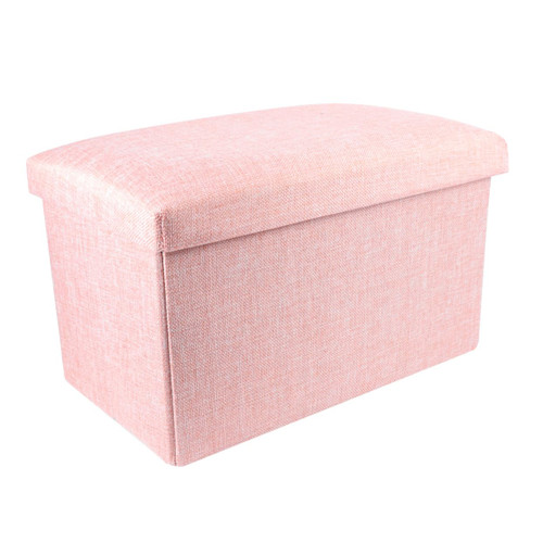 Yardenfun Storage Footstool Living Room Foot Rest Storage Pouf Storage with Top Collapsible Foot Stool Foot Rest Stool Storage Stool Folding Foot Stool Storage Box Pink Can Sit