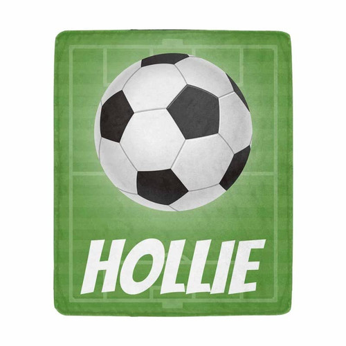 Personalized Sports Kids Blanket with Name, Custom Baby Blankets for Boys and Girls, Customized Football Soccer Ball Throw Blanket for Fan Lovers, Soccer Gifts for Kids, Soccer Coach Gift 30"x40"