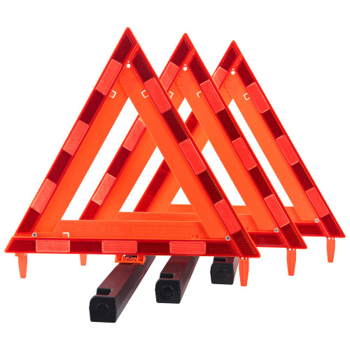 DEDC Warning Triangle DOT Approved 3 Pack, Identical to United States FMVSS 571 125, Safety Triangles DOT Approved, Reflective Warning Road Safety Triangle Kit