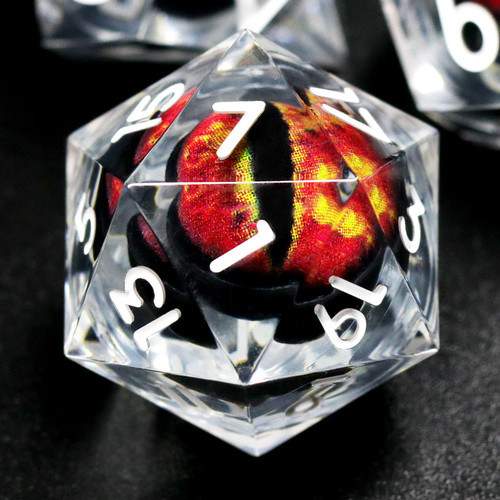 FONVGOGO DND Dice, Dice Set D&D D and D Dice Dragon Eye Sharp Edge Resin Dice for Dungeons and Dragons Role Playing Game RPG (White)