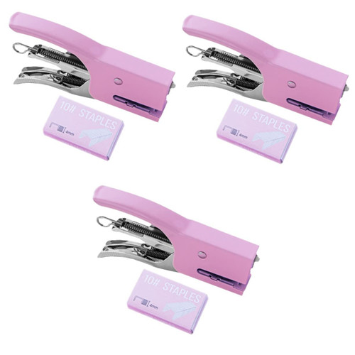 MAGICLULU 3 Sets Hand-held Stapler Metal Hand Stapler Metal File Stapler Office Desk Small Stapler Staplers Desktop Accessories Daily Use File Stapler Child Plastic Purple Staples Major