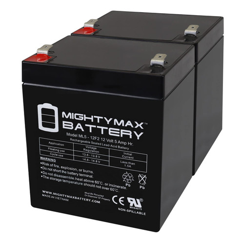 Mighty Max Battery 12V 5Ah F2 SLA Replacement Battery for Tekonsha 1026-2 Pack