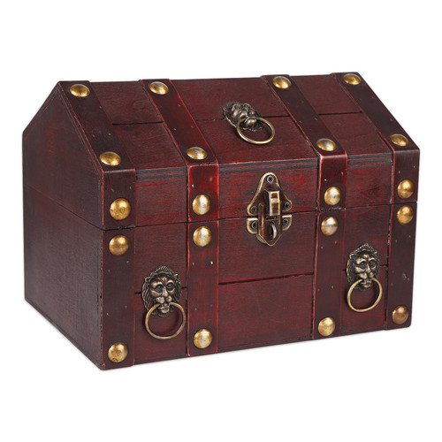 SICOHOME Large Treasure Chest Wooden Pirate Treasure Box Vintage Decorative Keepsake and Jewelry Box Large Trinket Storage Chest Box with Lock and Lids for Birthday Christmas Pirate-Theme Party