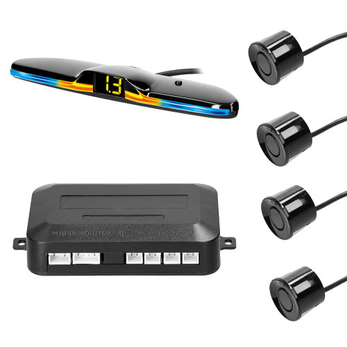 TOTMOX Car Parking Sensor Kit LED Display View w/ 4 Sensors Buzzer Beep-Beep Alarm Indicator Car Auto Vehicle Reverse Backup Radar System Reversing Radar Detector