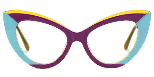 VOOGLAM Fashion Anti-blue Glasses Frames Cat Eye Color-match Anti-glare Acetate Frames Blue Purple-9027