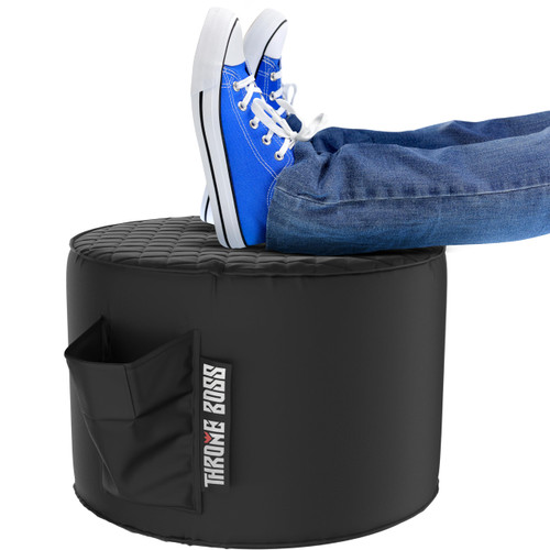 Throne Boss Gaming Footstool - for Matching Gaming Bean Bag Chair - Pouf/Ottoman for Gaming Room - Gamer Foot Stool Footrest with Drink Holder (Black)