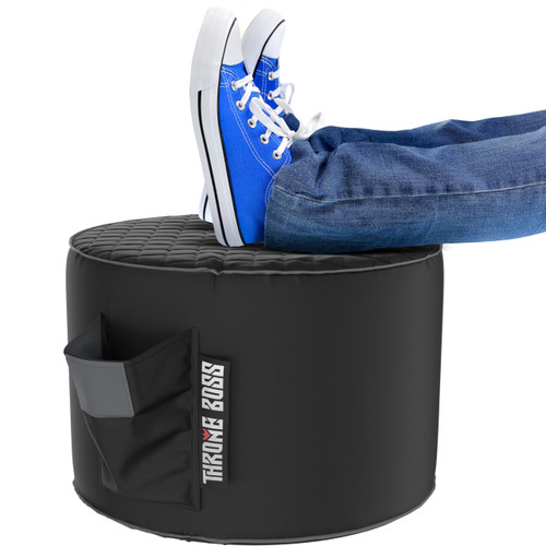 Throne Boss Gaming Footstool - for Matching Gaming Bean Bag Chair - Pouf/Ottoman for Gaming Room - Gamer Foot Stool Footrest with Drink Holder (Grey)